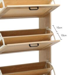 VonHaus 3 Tier Drawer Rattan Hallway Shoe Storage Cabinet in Natural - thumbnail 5