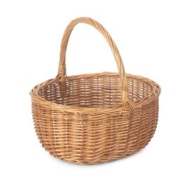 Red Hamper Wicker Shopping Basket Double Steamed Oval Shopper in Brown