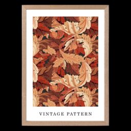 ARTZE William Morris Acanthus in Orange Art Print / Oak Frame / SIZE: A2 - Size: A3 - thumbnail 2