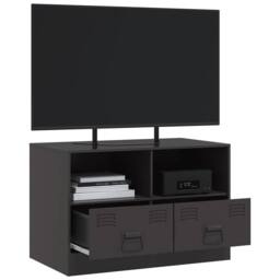 Berkfield Home TV Cabinet Black 67x39x44 cm Steel - Size: 67 x 39 x 44 cm - thumbnail 5