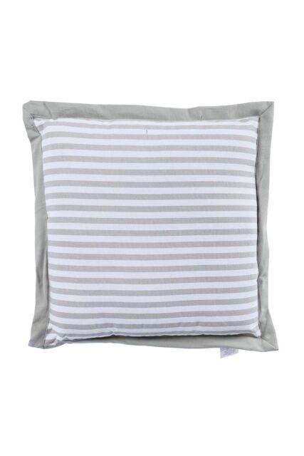 Homescapes Handmade Striped Seat Pad Soft Cotton Dining Chair Cushion in Grey - Size: 40 cm x 40 cm - image 1