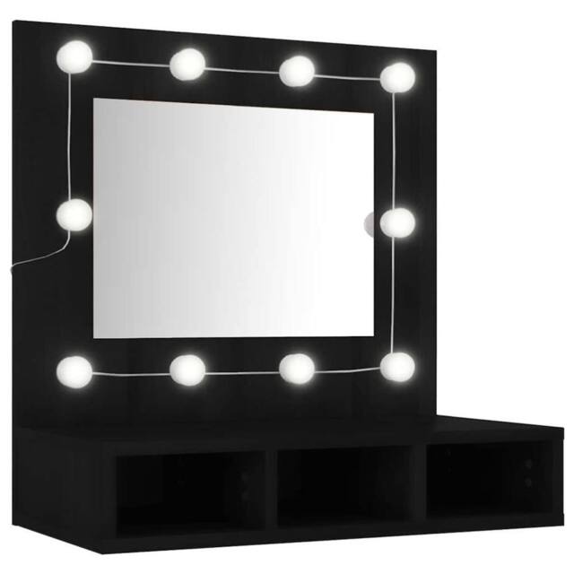 Berkfield Home Mirror Cabinet with LED Black 60x31.5x62 cm - image 1