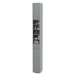 Gymax Slim Bathroom Tall Cabinet Narrow Linen Tower With 2 Door & 1 Drawer in Grey