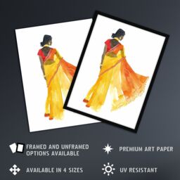 "Artery8 Woman in Orange Yellow Saree Hindu Muslim Skirt Wall Art Print - Size: W18"" x H24""" - thumbnail 2