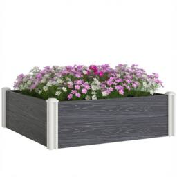 OUTSUNNY Vinyl Raised Garden Bed Kit, 3 x 3 x 1ft Modular Garden Box in Dark Grey - thumbnail 2