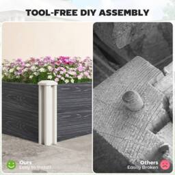 OUTSUNNY Vinyl Raised Garden Bed Kit, 3 x 3 x 1ft Modular Garden Box in Dark Grey - thumbnail 4