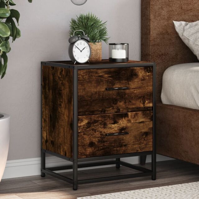 Berkfield Home Bedside Cabinets 2 pcs Smoked Oak 40x31x50 cm Engineered Wood in Brown - Size: 40 x 31 x 50 cm - image 1