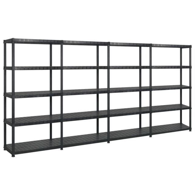 Berkfield Home Storage Shelf 5-Tier Black 366x45.7x185 cm Plastic - image 1