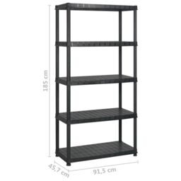 Berkfield Home Storage Shelf 5-Tier Black 366x45.7x185 cm Plastic - thumbnail 6
