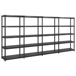 Berkfield Home Storage Shelf 5-Tier Black 366x45.7x185 cm Plastic - thumbnail 1