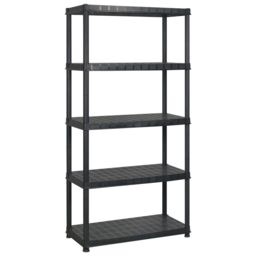 Berkfield Home Storage Shelf 5-Tier Black 366x45.7x185 cm Plastic - thumbnail 2