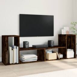Berkfield Home TV Cabinets 2 pcs Smoked Oak 75x30x50 cm Engineered Wood in Brown - Size: 75 x 30 x 50 cm - thumbnail 2