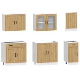 Berkfield Home 7 Piece Kitchen Cabinet Set Kalmar Artisan Oak Engineered Wood in Brown - thumbnail 4