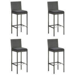 Berkfield Home Decorative 5 Piece Garden Bar Set with Cushions Poly Rattan Grey - thumbnail 3
