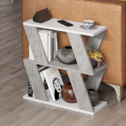 Decortie 'Lazena' Modern 3-Tier Side Coffee Table 55.4cm - Storage End Table in Natural White - Size: 1 Pack - thumbnail 1