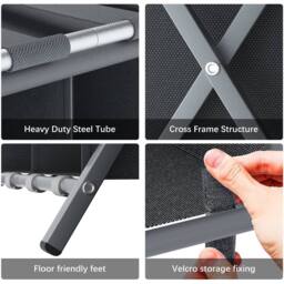 Huhote 2-Tier Metal Luggage Rack with Storage Shelf Suitcase stand Home in Grey - thumbnail 6