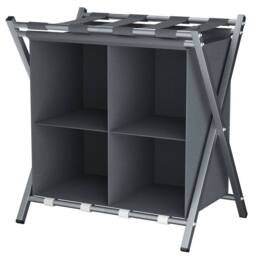 Huhote 2-Tier Metal Luggage Rack with Storage Shelf Suitcase stand Home in Grey - thumbnail 8
