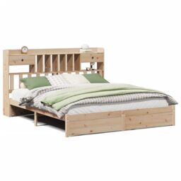 Berkfield Home Bookcase Bed without Mattress 180x200cm Super King Solid Wood Pine in Brown - thumbnail 2