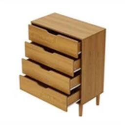 EONLION Oak Chest of 4 Drawers Bedroom Storage Bedside Table in Light Oak - thumbnail 3