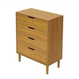 EONLION Oak Chest of 4 Drawers Bedroom Storage Bedside Table in Light Oak - thumbnail 4