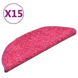 Berkfield Home Carpet Stair Treads 15 pcs Pink 56x17x3 cm - Size: Medium - thumbnail 2