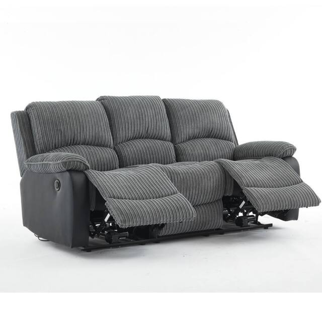 FURNITURE ONE Electric Reclining Sofa, Corduroy Fabric Recliner Sofa - 3 Seater in Grey - Size: 1 Pack - image 1