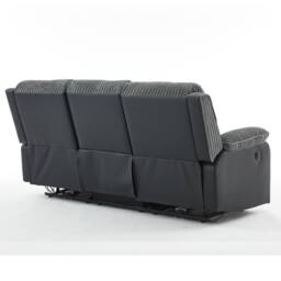 FURNITURE ONE Electric Reclining Sofa, Corduroy Fabric Recliner Sofa - 3 Seater in Grey - Size: 1 Pack - thumbnail 5