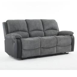 FURNITURE ONE Electric Reclining Sofa, Corduroy Fabric Recliner Sofa - 3 Seater in Grey - Size: 1 Pack - thumbnail 3