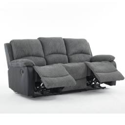FURNITURE ONE Electric Reclining Sofa, Corduroy Fabric Recliner Sofa - 3 Seater in Grey - Size: 1 Pack - thumbnail 2