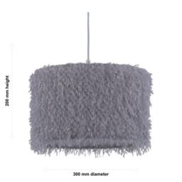 First Choice Lighting Set of 2 Rogers - Grey Shaggy 30cm Easy Fit Pendant Shades - thumbnail 6