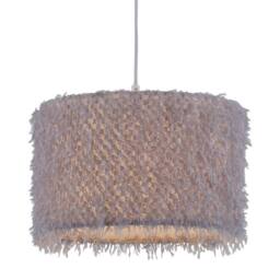 First Choice Lighting Set of 2 Rogers - Grey Shaggy 30cm Easy Fit Pendant Shades - thumbnail 2
