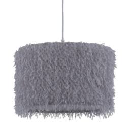 First Choice Lighting Set of 2 Rogers - Grey Shaggy 30cm Easy Fit Pendant Shades - thumbnail 3
