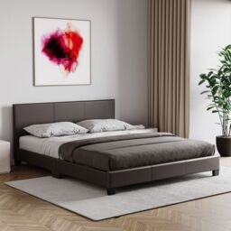 Home Discount Vida Designs Lisbon King Size Faux Leather Bed Frame UKFR Fabric in Brown - thumbnail 7