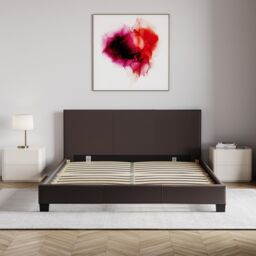 Home Discount Vida Designs Lisbon King Size Faux Leather Bed Frame UKFR Fabric in Brown - thumbnail 9