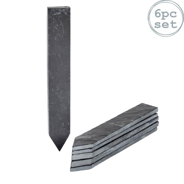 Nicola Spring Slate Plant Markers - 2 x 15.5cm - Natural - Pack of 6 in Grey - Size: 2 x 15.5 cm - image 1