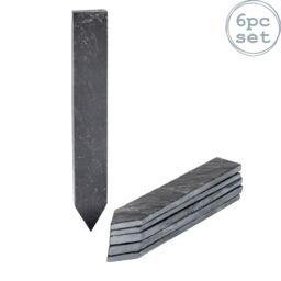 Nicola Spring Slate Plant Markers - 2 x 15.5cm - Natural - Pack of 6 in Grey - Size: 2 x 15.5 cm - thumbnail 1