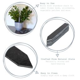 Nicola Spring Slate Plant Markers - 2 x 15.5cm - Natural - Pack of 6 in Grey - Size: 2 x 15.5 cm - thumbnail 2