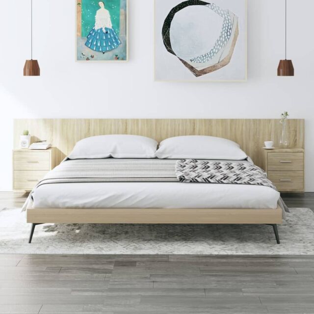 Berkfield Home Bed Headboard with Cabinets Sonoma Oak Engineered Wood in Brown - image 1