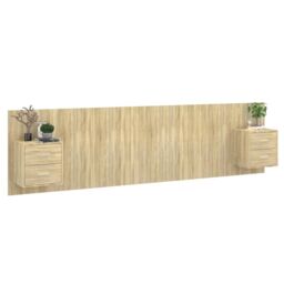 Berkfield Home Bed Headboard with Cabinets Sonoma Oak Engineered Wood in Brown - thumbnail 3