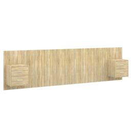 Berkfield Home Bed Headboard with Cabinets Sonoma Oak Engineered Wood in Brown - thumbnail 2