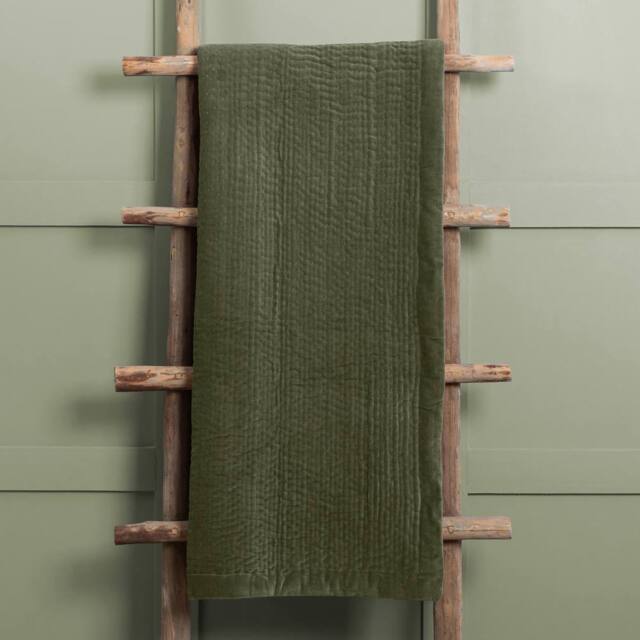 Voyage Maison Haze 100% Cotton Velvet Quilted Throw in Light Green - Size: 140 cm x 200 cm - image 1