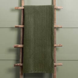 Voyage Maison Haze 100% Cotton Velvet Quilted Throw in Light Green - Size: 140 cm x 200 cm - thumbnail 1