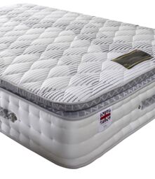 Somnior 6000 Gold 33cm Pocket Sprung Memory Foam Pillow Top Mattress Cool Blue in White - Size: Single