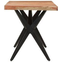 Berkfield Home Dining Table Black 140x70x76 cm Solid Wood Acacia - Size: 140 x 70 x 76 cm - thumbnail 3
