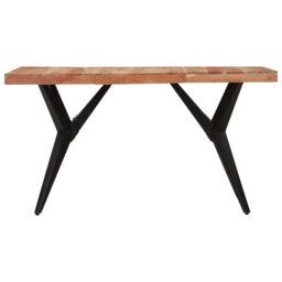 Berkfield Home Dining Table Black 140x70x76 cm Solid Wood Acacia - Size: 140 x 70 x 76 cm - thumbnail 2