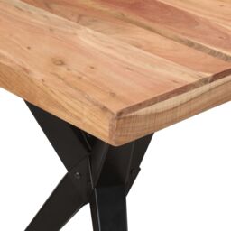 Berkfield Home Dining Table Black 140x70x76 cm Solid Wood Acacia - Size: 140 x 70 x 76 cm - thumbnail 5