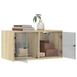 Berkfield Home Wall Cabinet with Glass Doors Sonoma Oak 68.5x37x35 cm in Brown - thumbnail 5