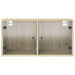 Berkfield Home Wall Cabinet with Glass Doors Sonoma Oak 68.5x37x35 cm in Brown - thumbnail 6