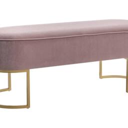 Wyld and Coco Velvet Pink Bed Bench with Gold Metal Legs - thumbnail 2