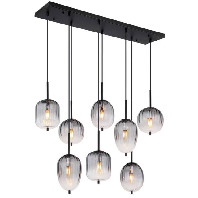 Netlighting Attila Cluster Pendant Matt Black Smoke Glass Shade 8x E14 - image 1